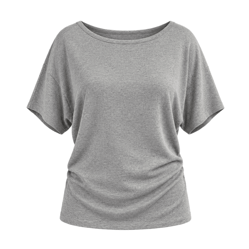 Generated item image of relaxed heather grey wide crew neckline soft jersey short-sleeve knit top