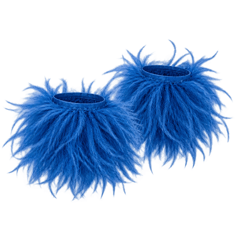 Generated item image of relaxed bright blue fluffy feathers ankle trim