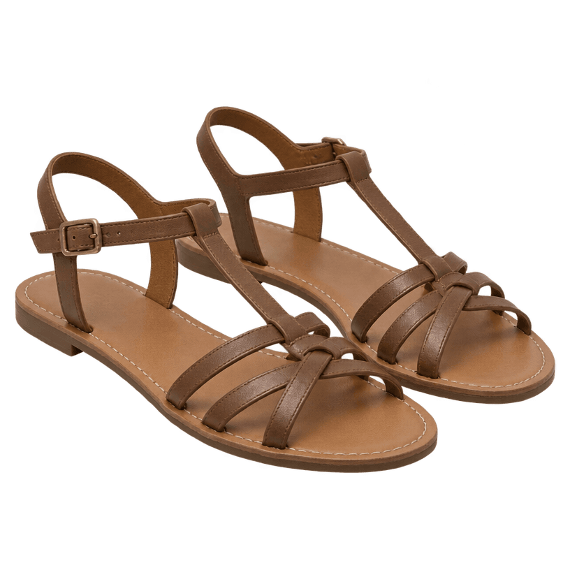 Generated item image of brown strappy leather-like straps sandals