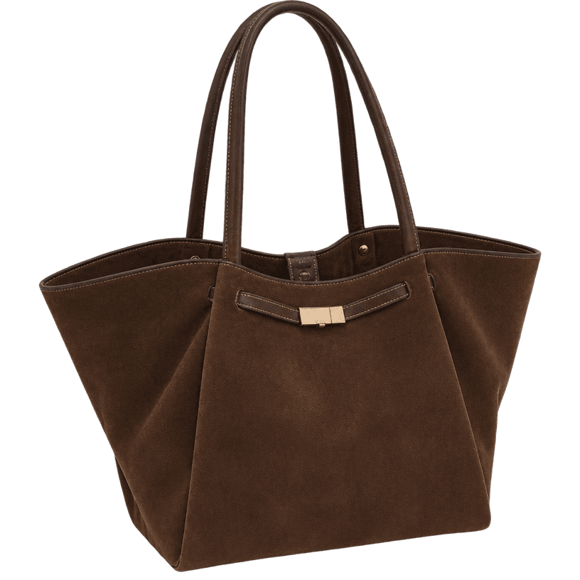 Generated item image of dark brown structured suede-like tote bag