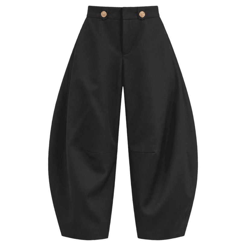 Generovaný obrázok položky oversized čierne nohavice s vysokým pásom z tkanej látky so štruktúrou