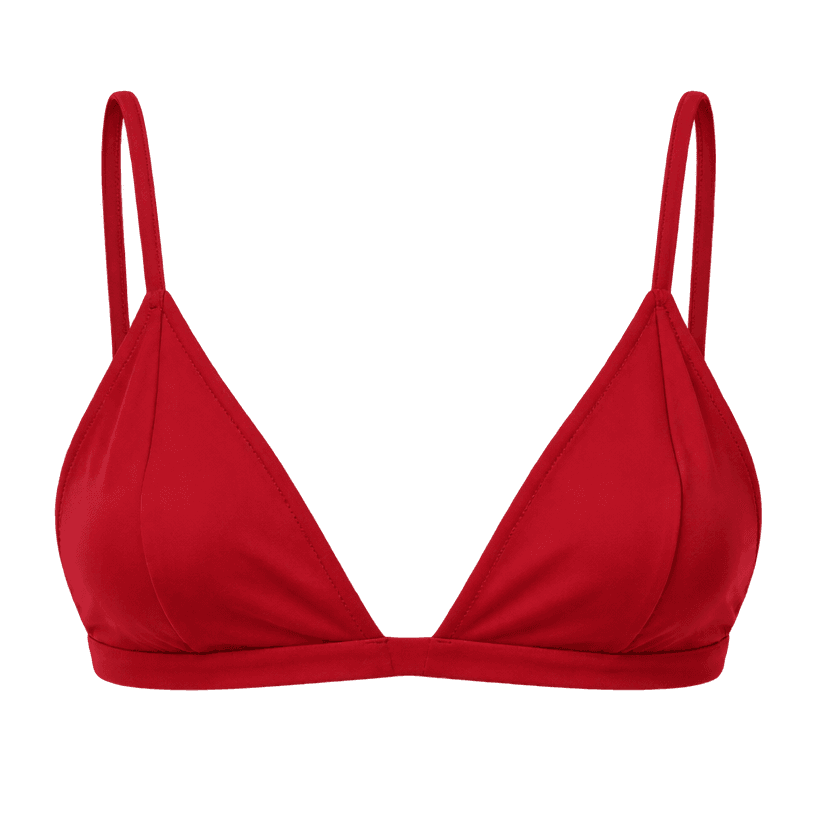 Generated item image of fitted red deep v smooth fabric bra top