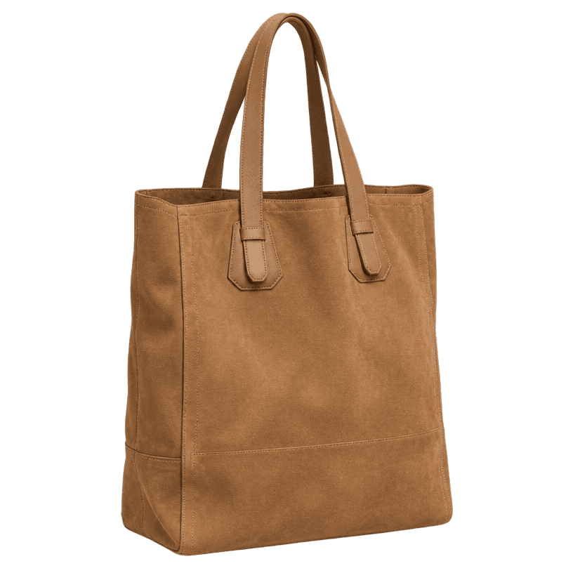 Generated item image of tan brown large suede-like leather tote bag