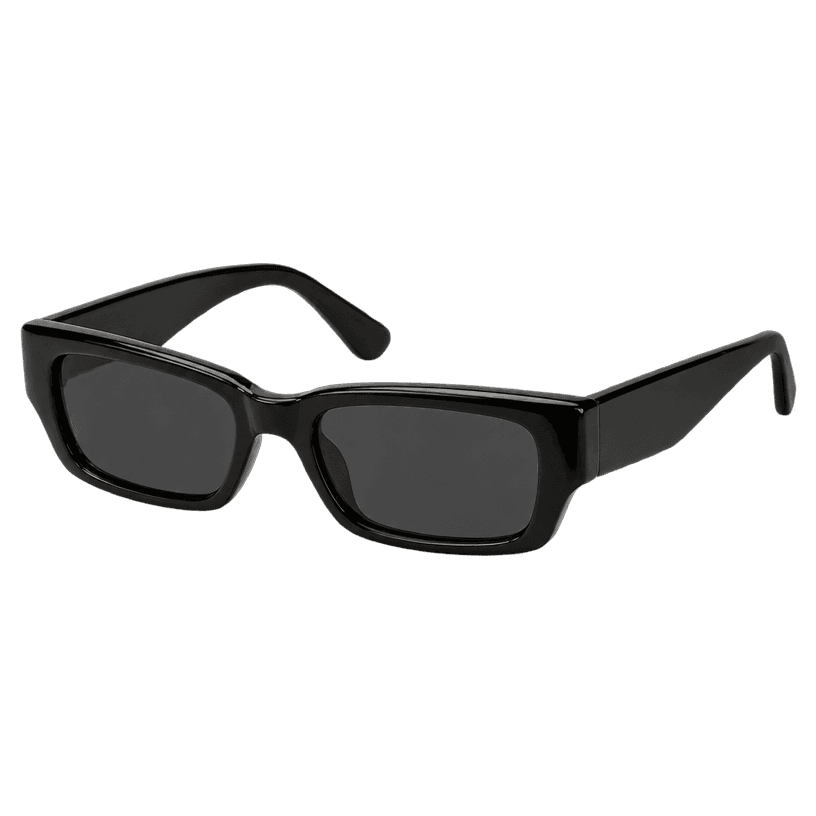 Generated item image of black rectangular glossy plastic sunglasses