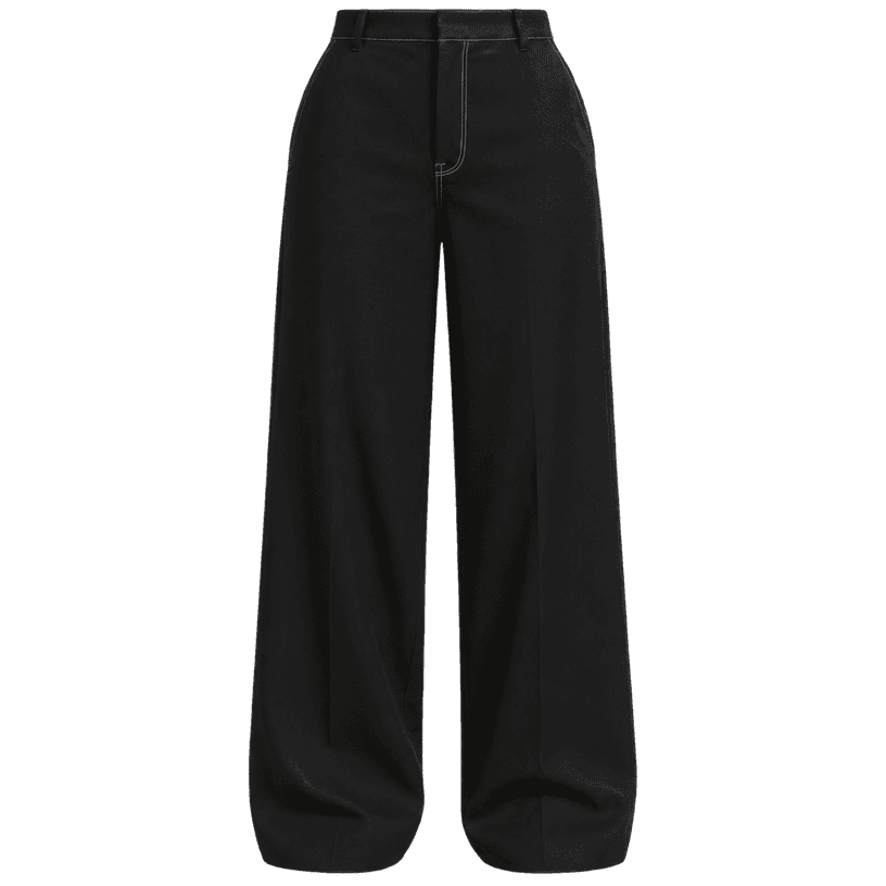 Generated item image of relaxed black wide-leg woven trousers