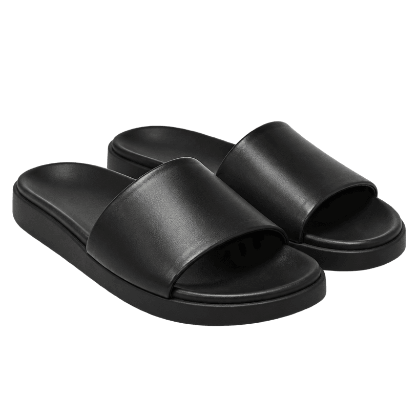 Generated item image of relaxed black open toe slides